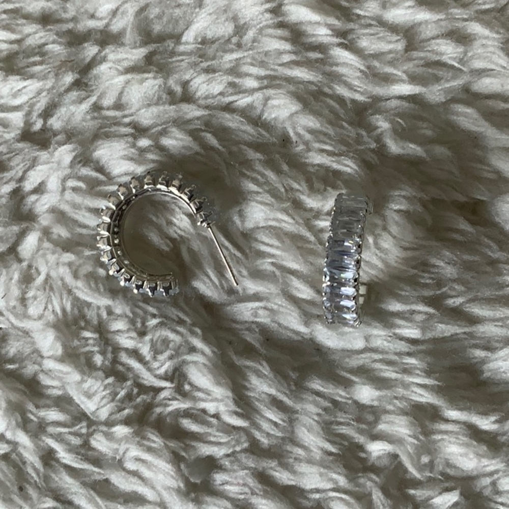 Silver hoop crystal earrings